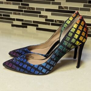 Women's INC black rainbow Dorsay Kenjay stiletto heels size 8
